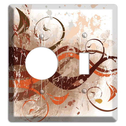 Brown Maroon Orange Swirl and Splatter Receptacle / Toggle Wallplate