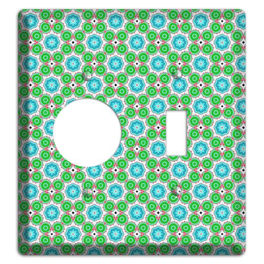 Green and Blue Foulard Receptacle / Toggle Wallplate