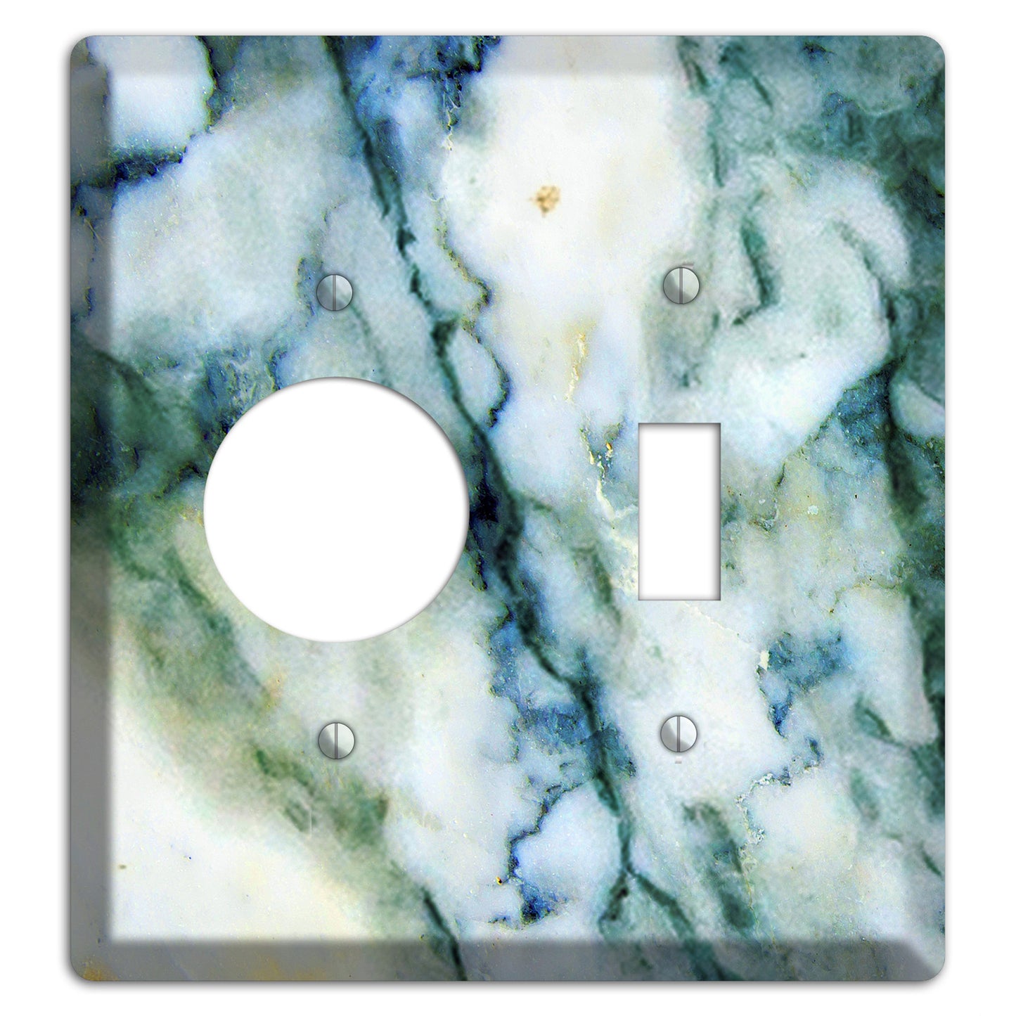 White, Green and Blue Marble Receptacle / Toggle Wallplate