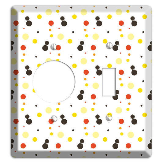 White With Black Maroon Olive Tiny Dots Receptacle / Toggle Wallplate