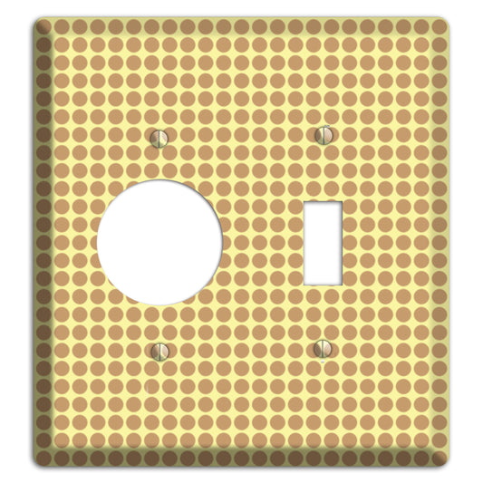 Yellow with Light Brown Tiled Small Dots Receptacle / Toggle Wallplate