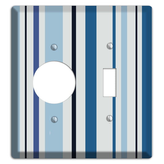 Multi White and Blue Vertical Stripe Receptacle / Toggle Wallplate