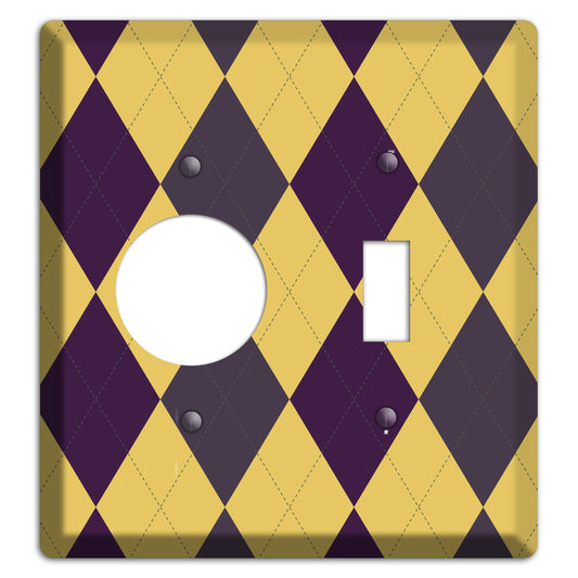 Yellow Plum Brown Argyle Receptacle / Toggle Wallplate