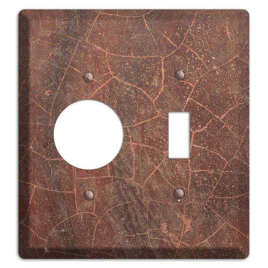 Maroon Cracked Concrete Receptacle / Toggle Wallplate