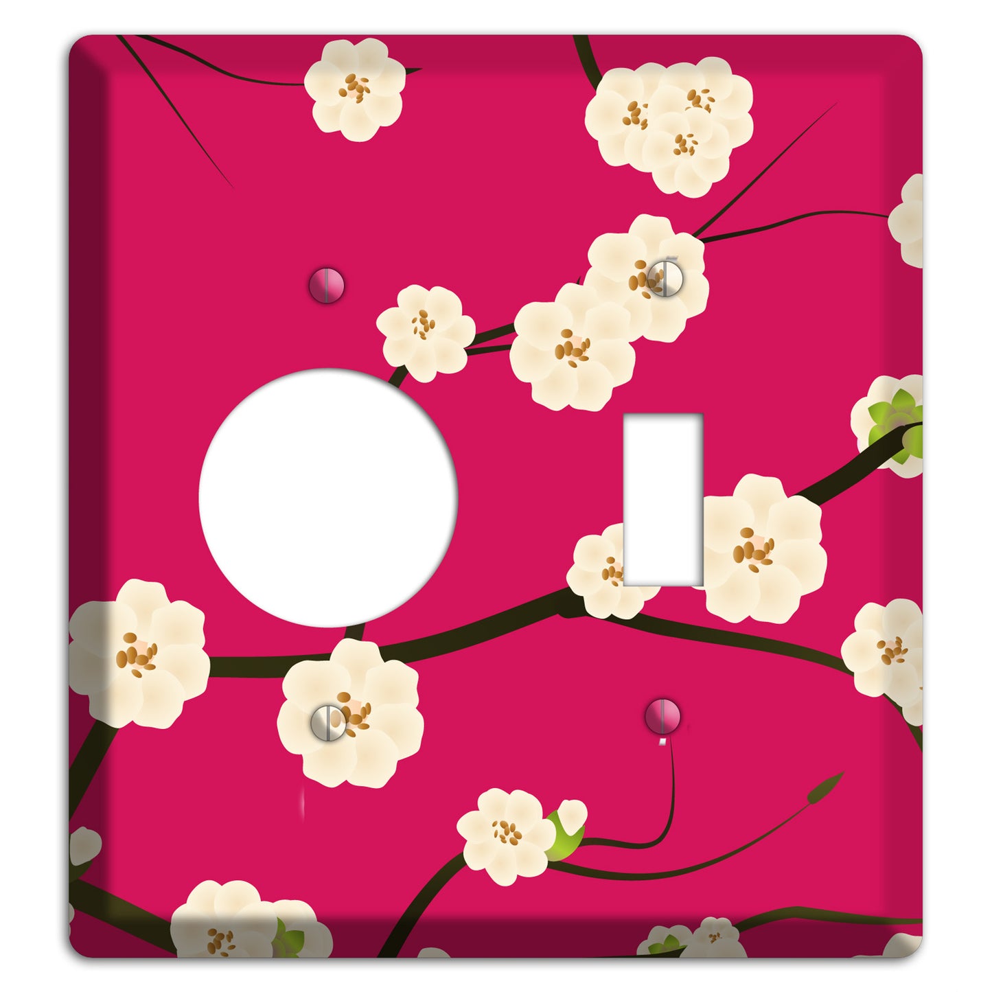 Red Cherry Bloosoms Receptacle / Toggle Wallplate