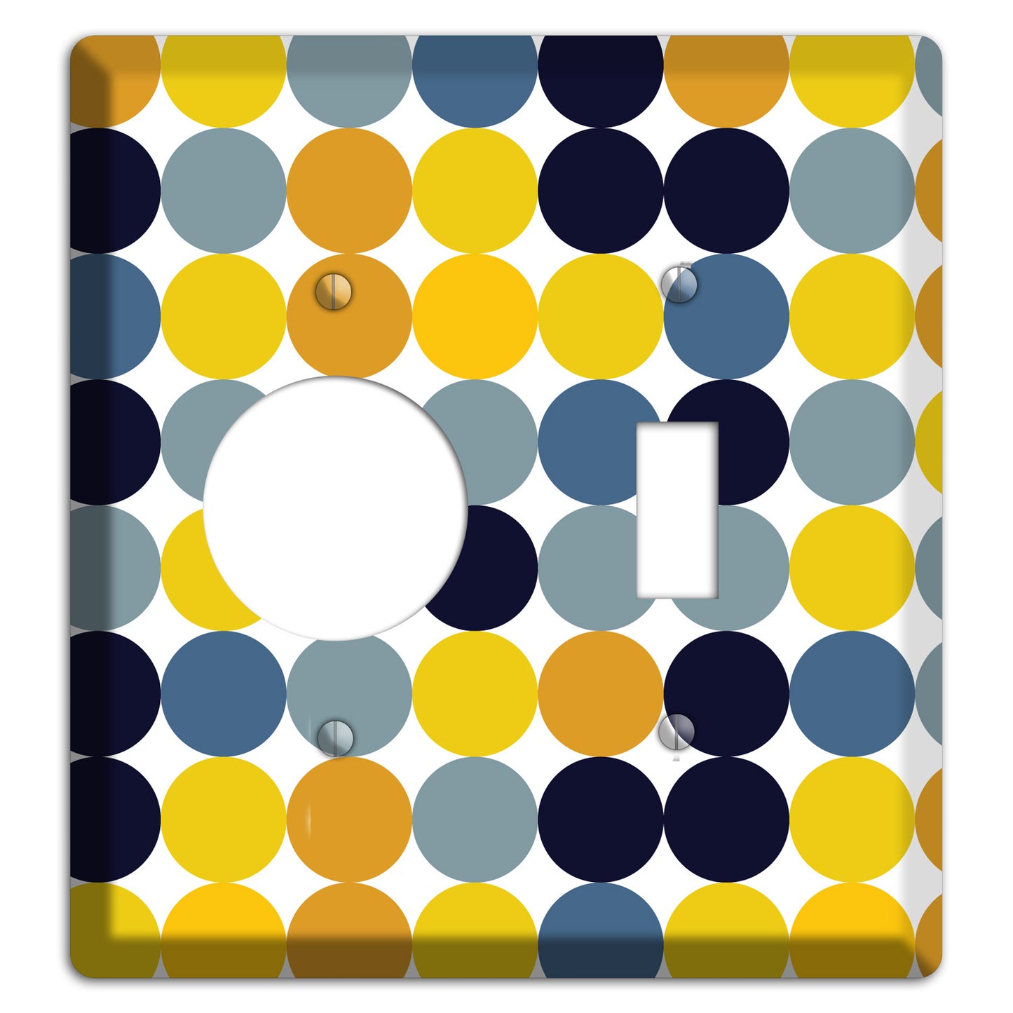 Multi Yellow and Blue Dots Receptacle / Toggle Wallplate