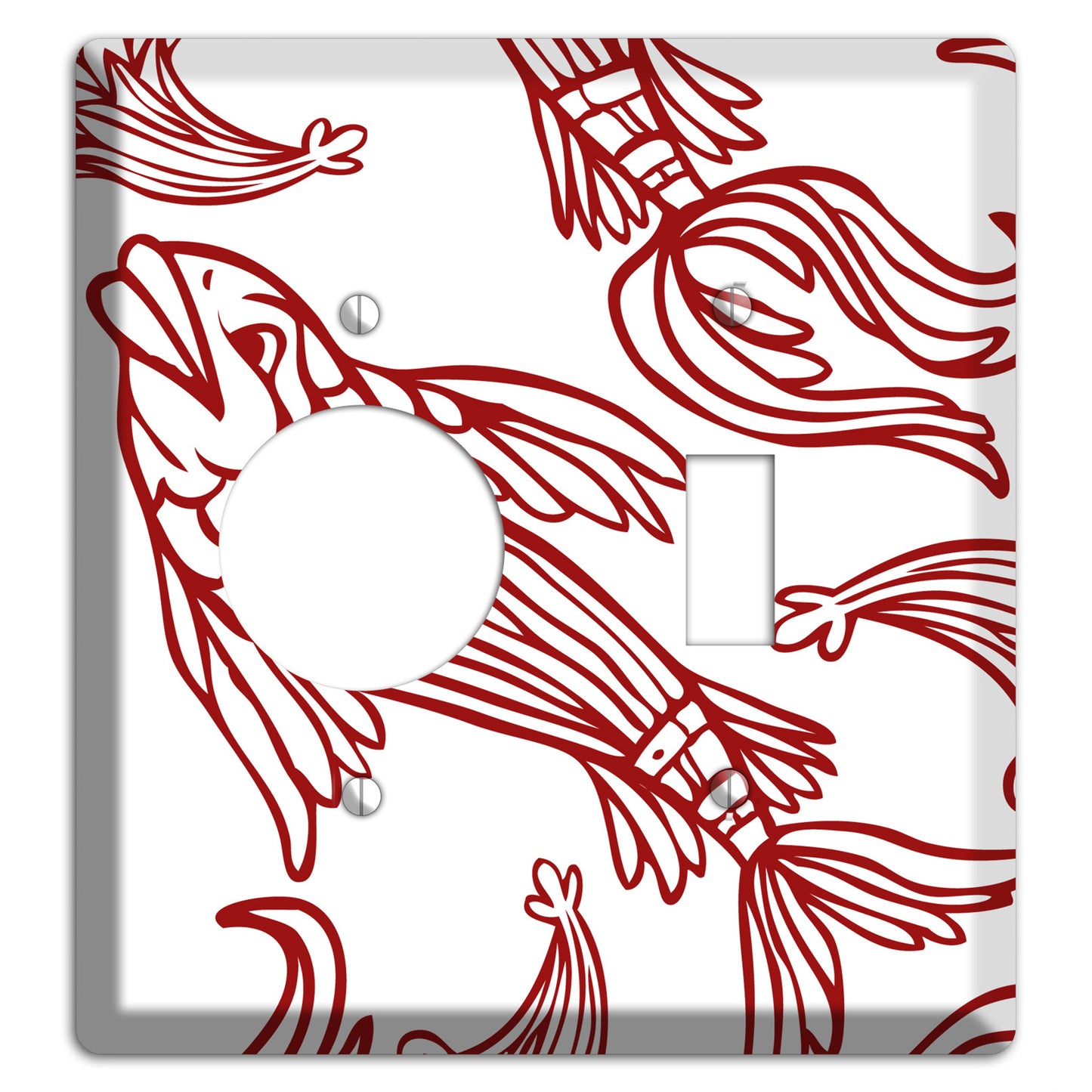 Red and White Koi Receptacle / Toggle Wallplate