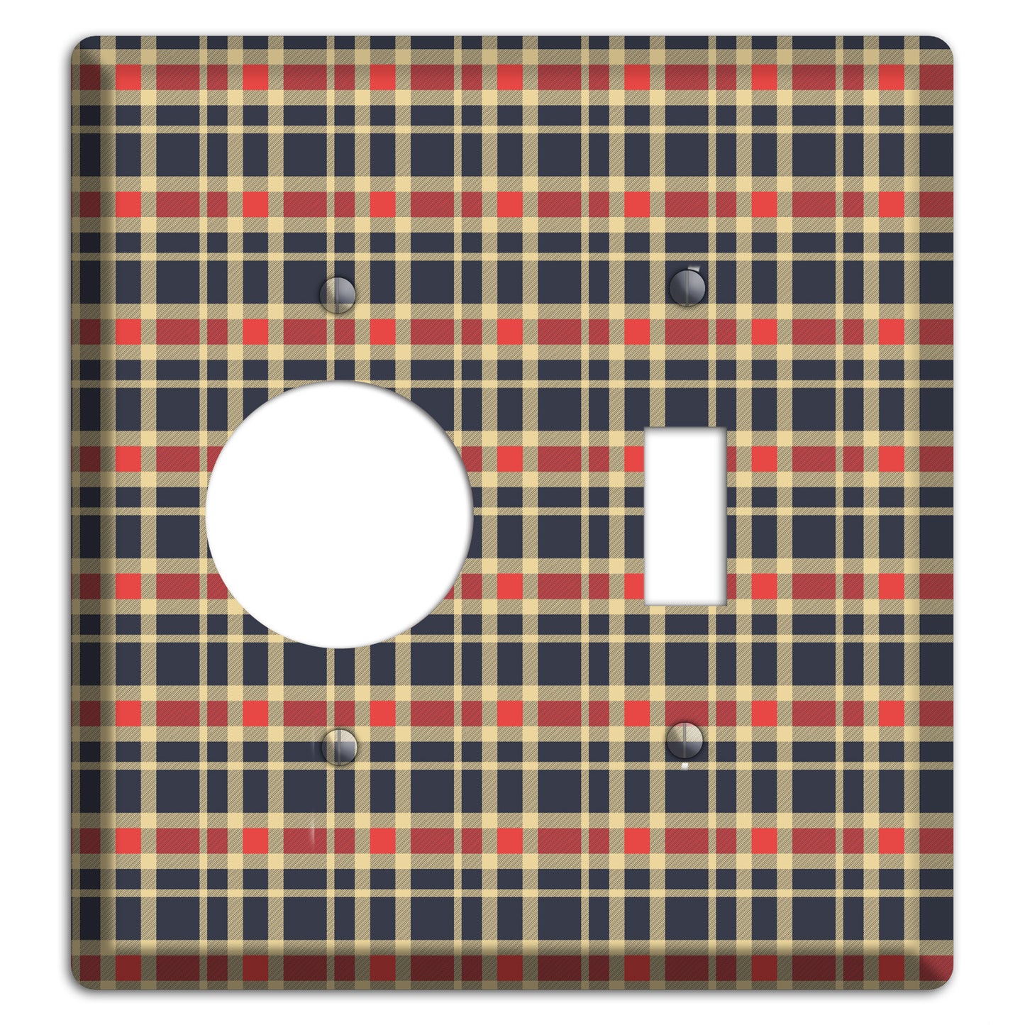 Maroon and Black Plaid 2 Receptacle / Toggle Wallplate