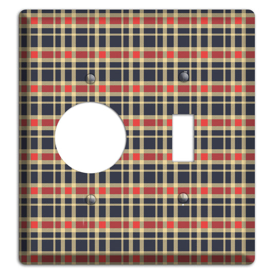 Maroon and Black Plaid 2 Receptacle / Toggle Wallplate