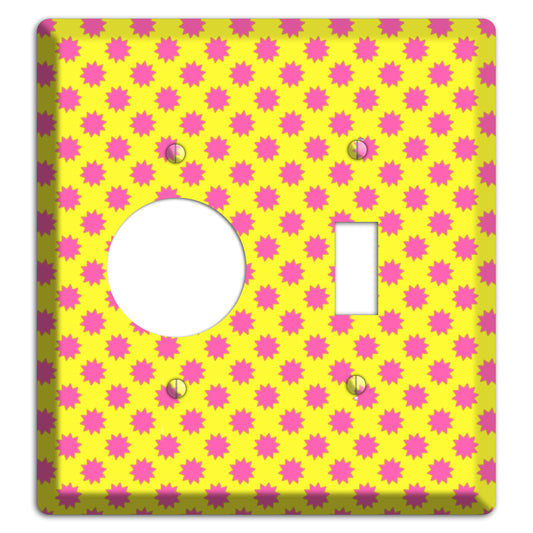 Yellow with Pink Burst Receptacle / Toggle Wallplate