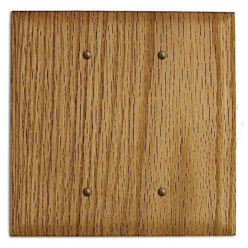 Red Oak Wood Double Blank Cover Plate:Wallplates.com