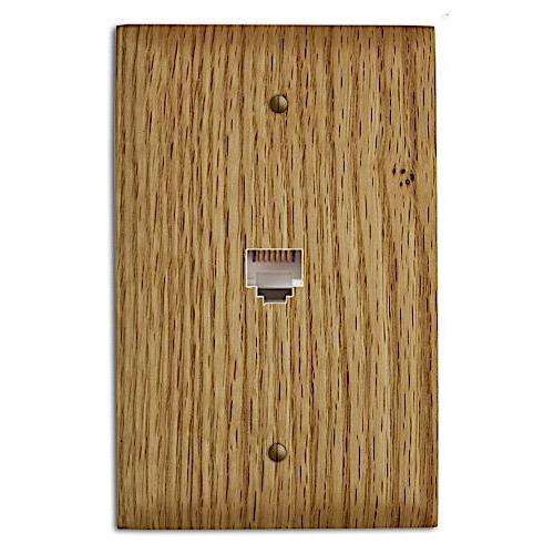 Red Oak Wood Phone Hardware with Plate:Wallplates.com