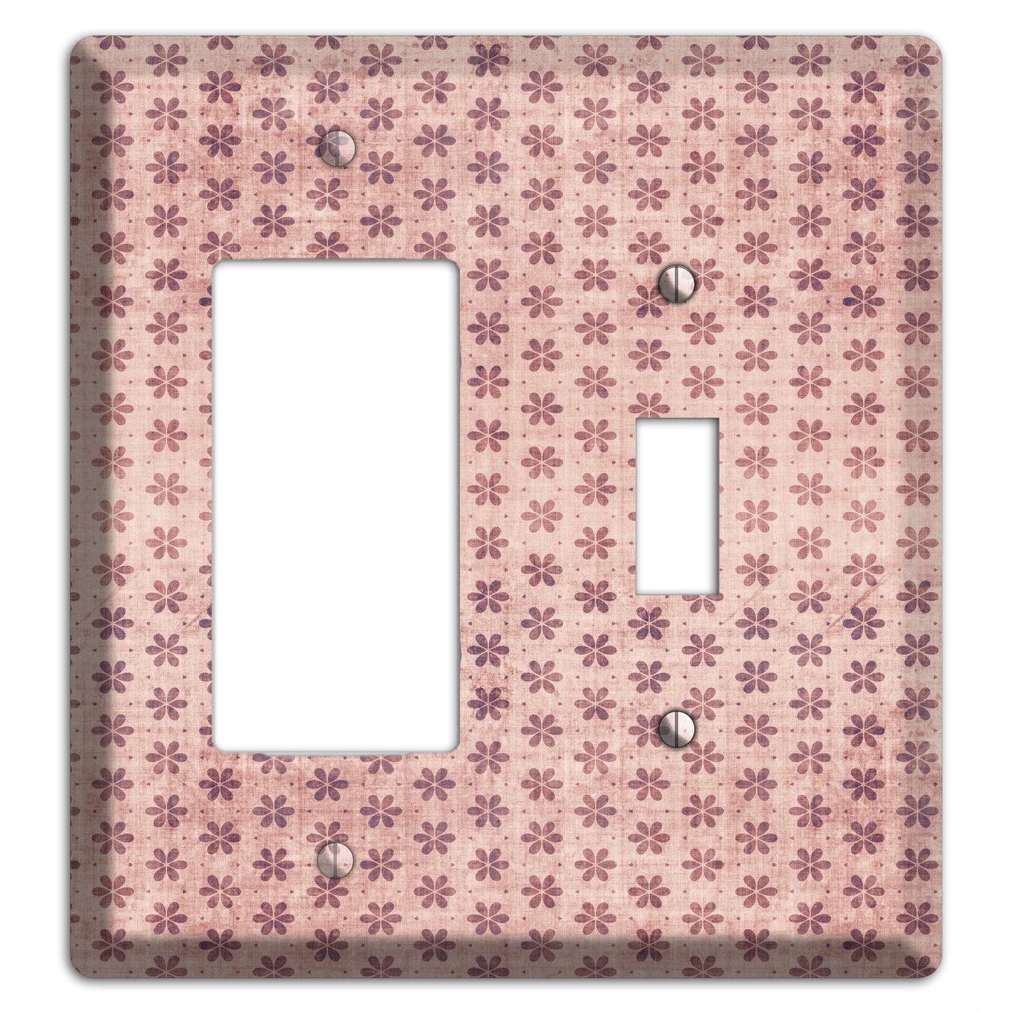 Dusty Pink Grunge Floral Contour Rocker / Toggle Wallplate