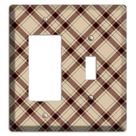 Beige and Brown Plaid Rocker / Toggle Wallplate