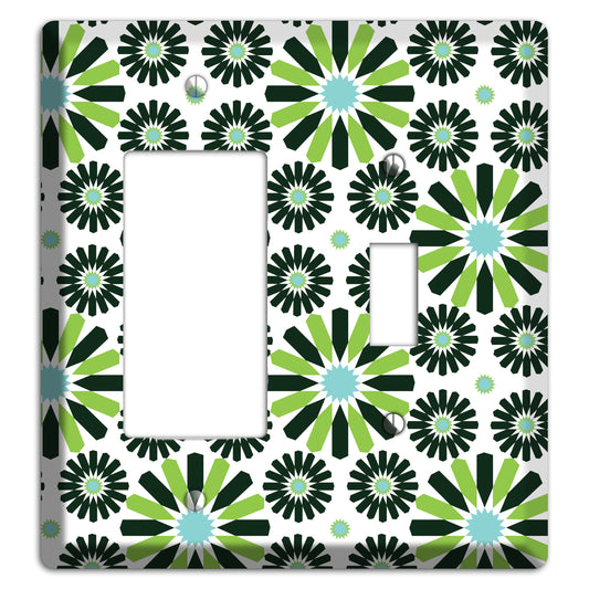 Lime and Teal Scandinavian Floral 2 Rocker / Toggle Wallplate