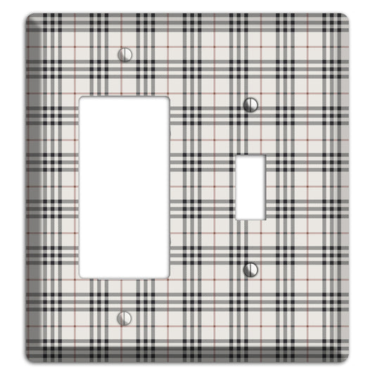 White and Black Plaid Rocker / Toggle Wallplate