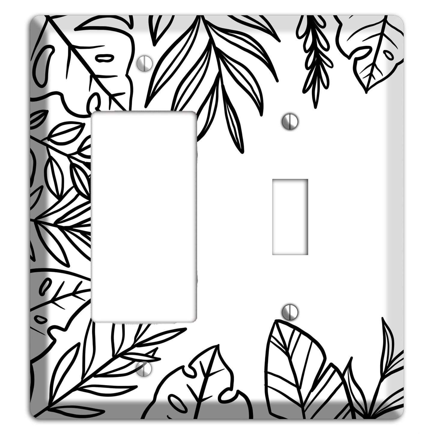 Hand-Drawn Leaves 4 Rocker / Toggle Wallplate