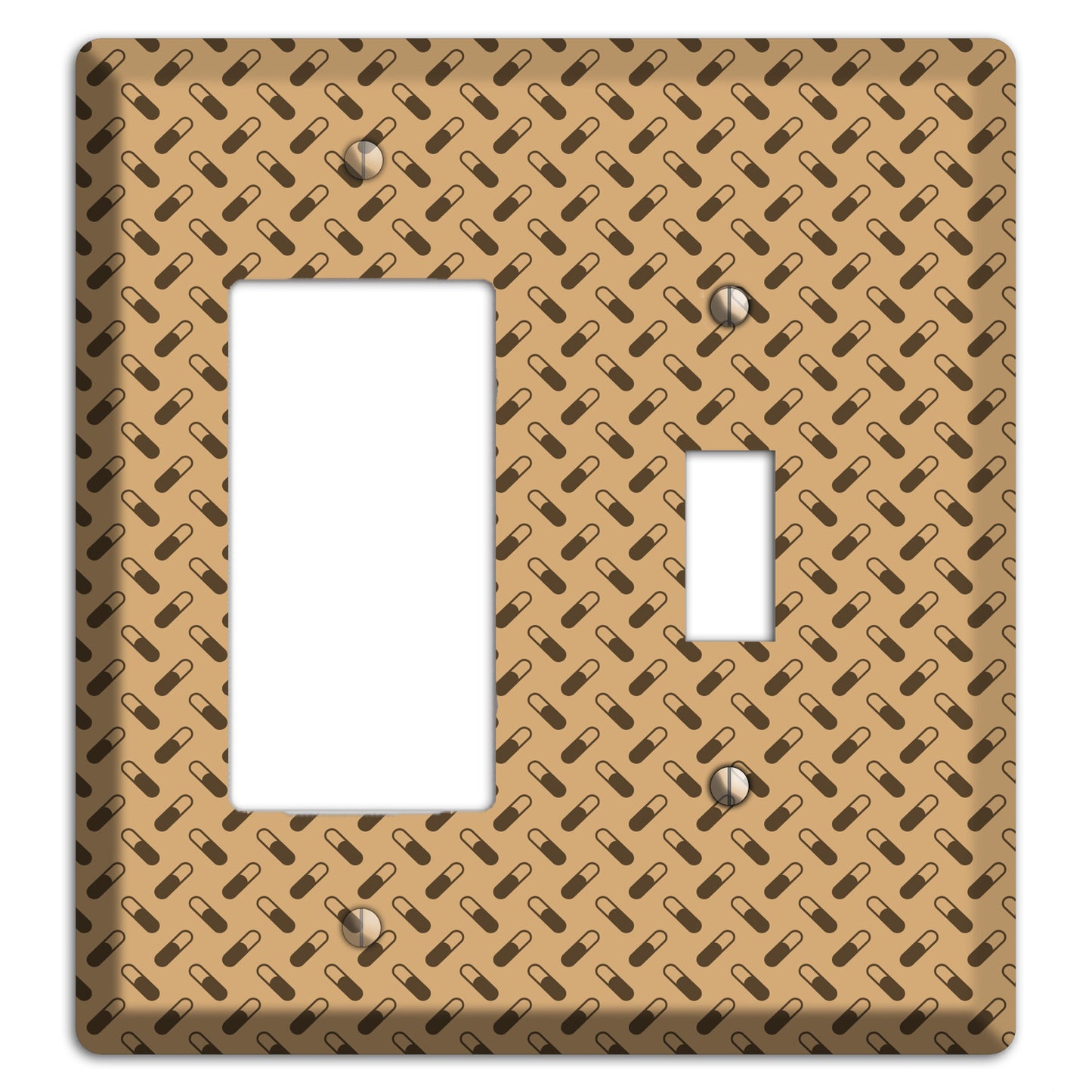 Beige with Brown Motif Rocker / Toggle Wallplate