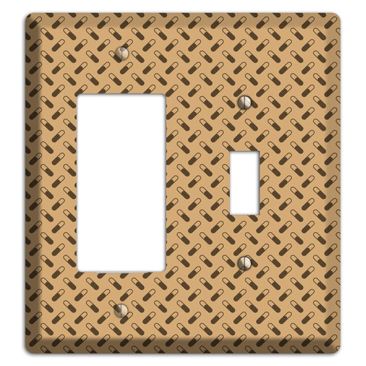 Beige with Brown Motif Rocker / Toggle Wallplate