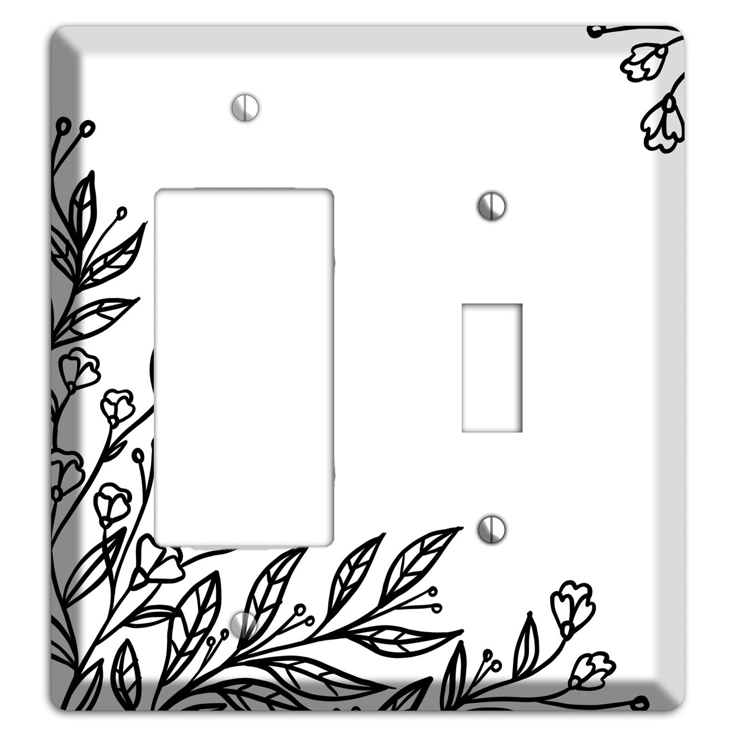 Hand-Drawn Floral 2 Rocker / Toggle Wallplate