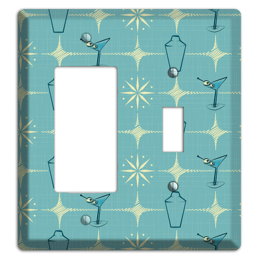 Blue Shaker and Martini Rocker / Toggle Wallplate