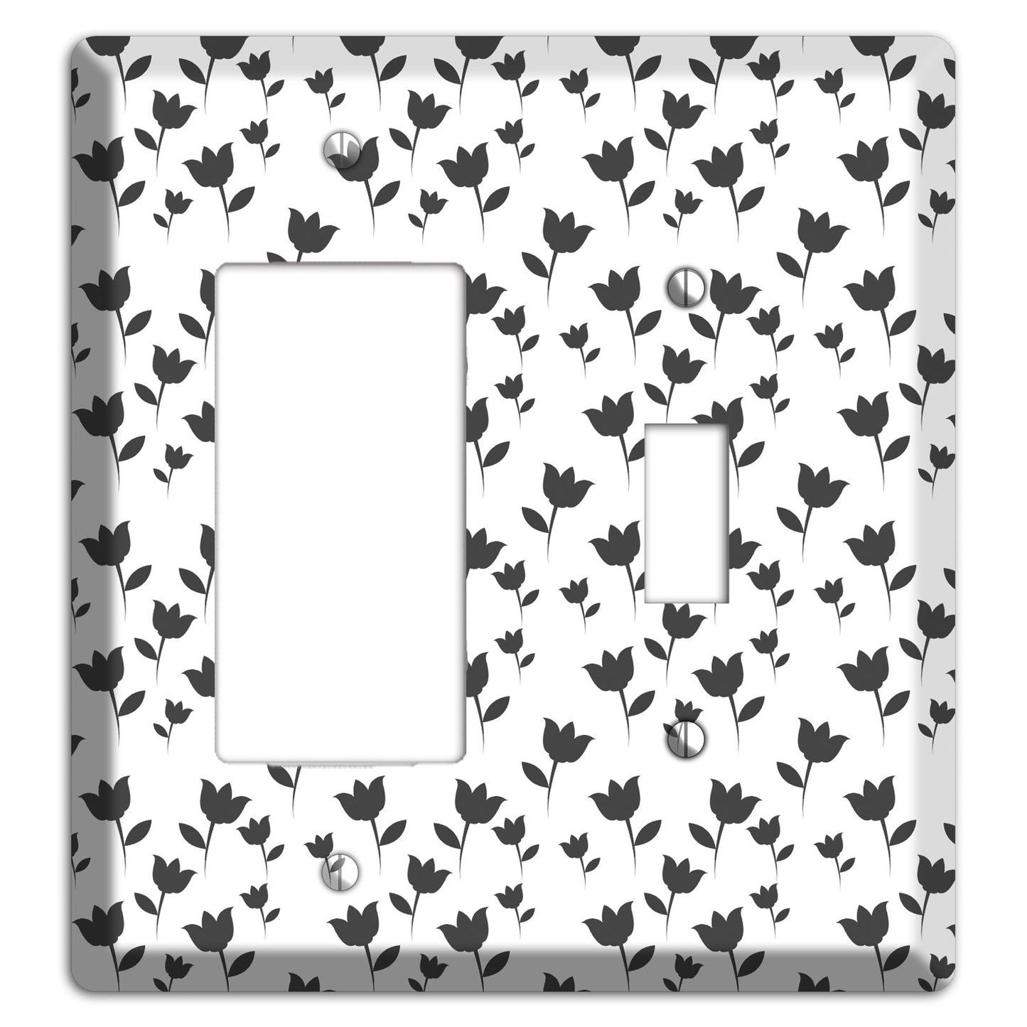 Black and White Tulips Rocker / Toggle Wallplate