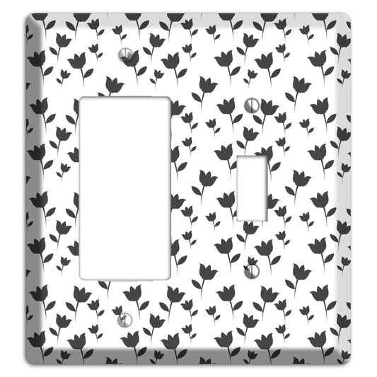 Black and White Tulips Rocker / Toggle Wallplate