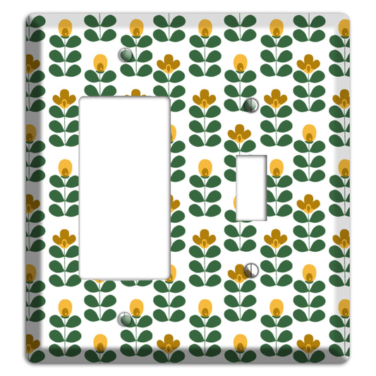 Dark Green Deco Floral Half Drop Rocker / Toggle Wallplate