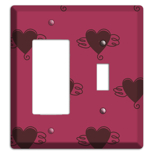 Fuschia Winged Hearts 2 Rocker / Toggle Wallplate