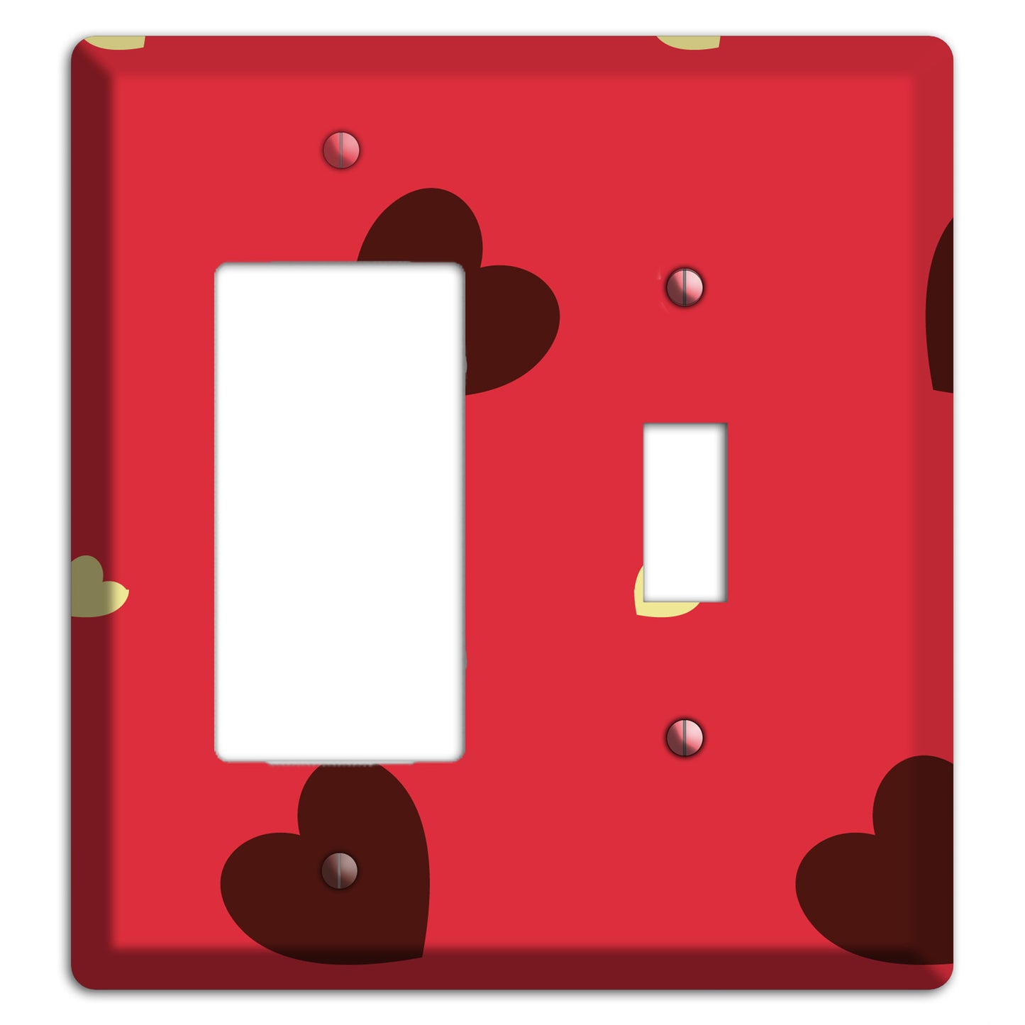 Red with Hearts Rocker / Toggle Wallplate