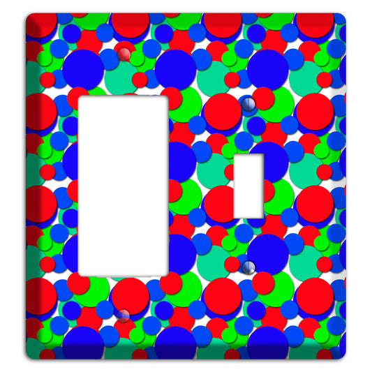 Red Blue Green Bubble Dots Rocker / Toggle Wallplate