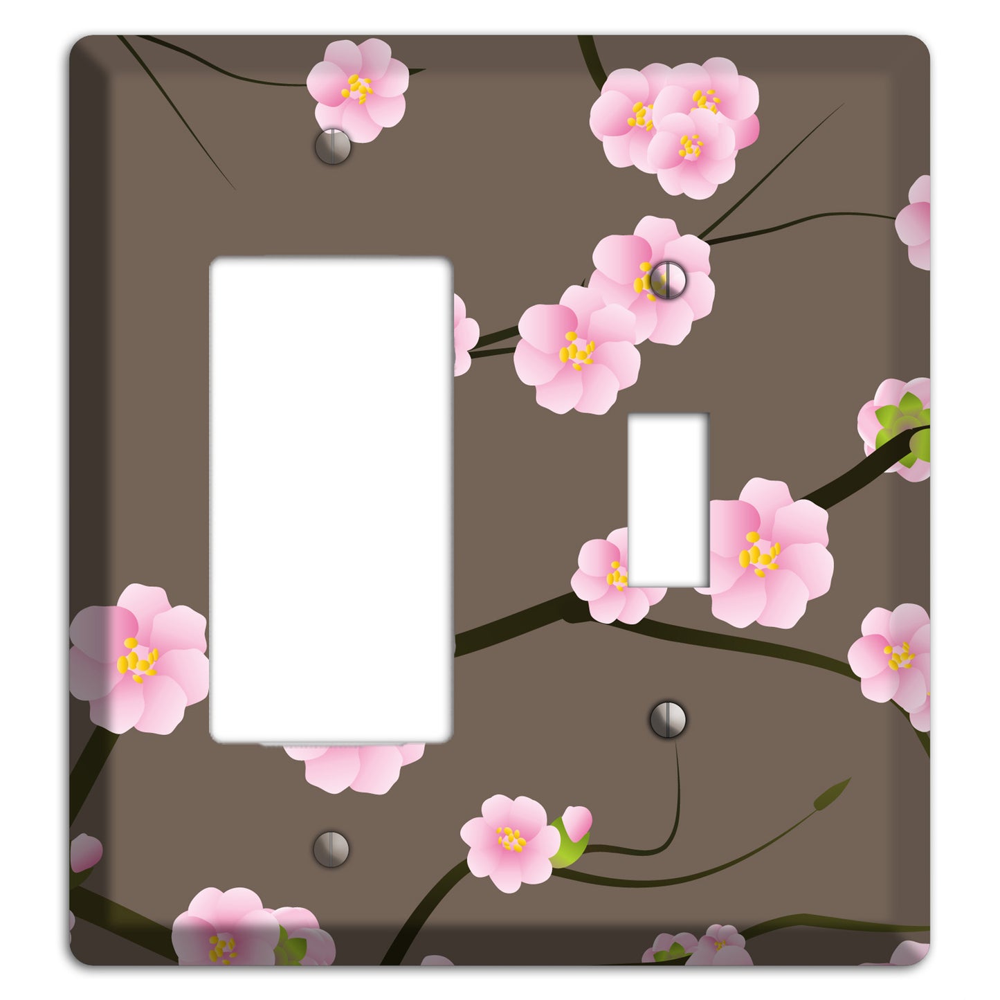 Pink and Brown Cherry Blossoms Rocker / Toggle Wallplate