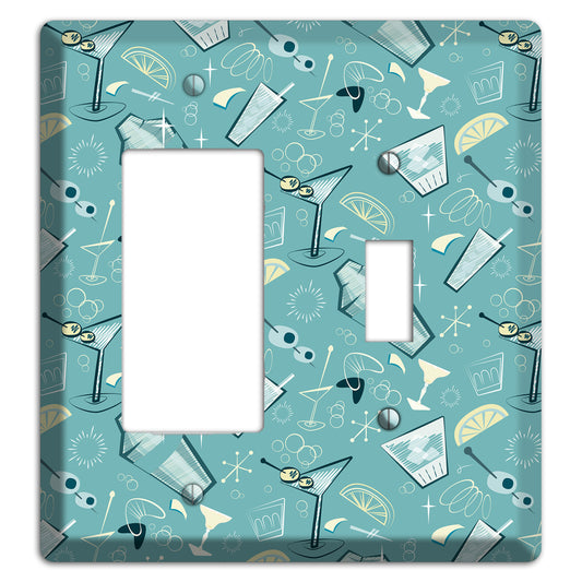 Retro Cocktails Teal Rocker / Toggle Wallplate