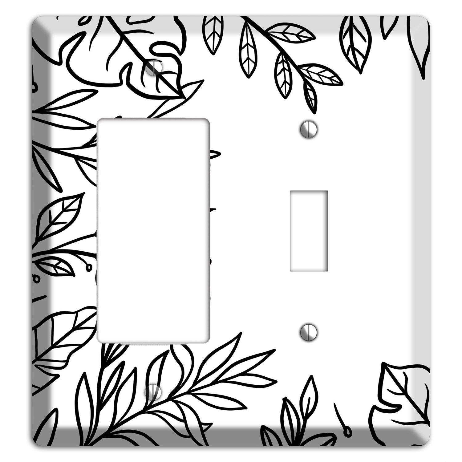 Hand-Drawn Leaves 6 Rocker / Toggle Wallplate