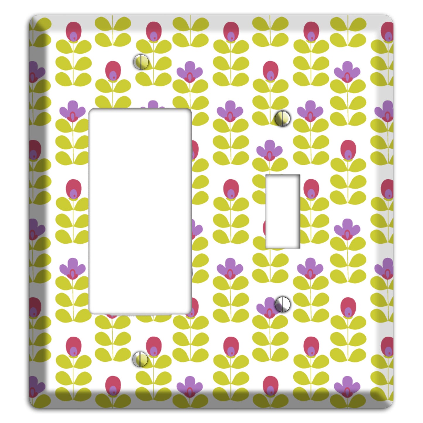 Yellow Deco Floral Half Drop Rocker / Toggle Wallplate