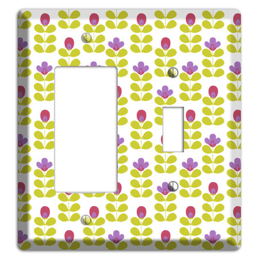 Yellow Deco Floral Half Drop Rocker / Toggle Wallplate