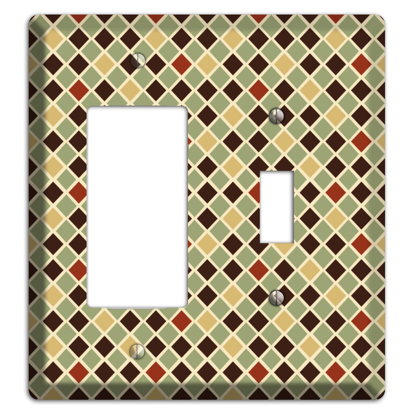 Olive Mustard Maroon Diamonds Rocker / Toggle Wallplate