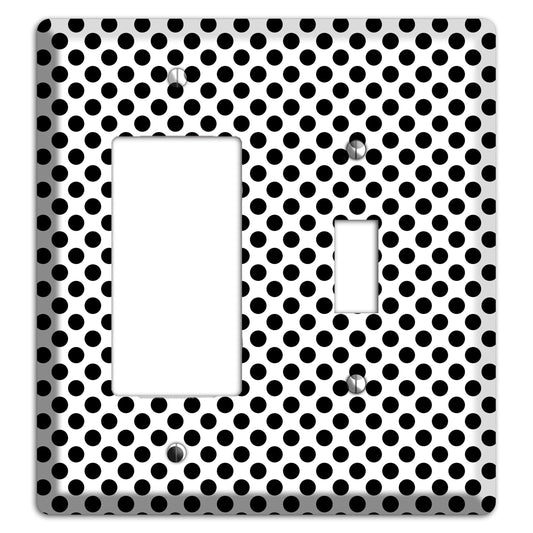 White with Black Packed Small Polka Dots Rocker / Toggle Wallplate