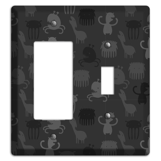 Silly Monsters Black and Grey Rocker / Toggle Wallplate