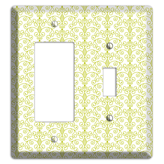 Olive Toile Half Drop Rocker / Toggle Wallplate