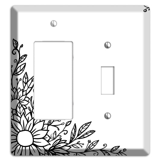 Hand-Drawn Floral 6 Rocker / Toggle Wallplate