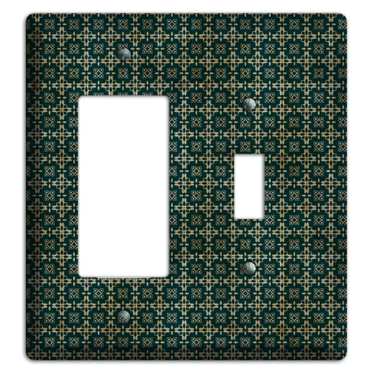 Dark Green Grunge Arabesque Rocker / Toggle Wallplate