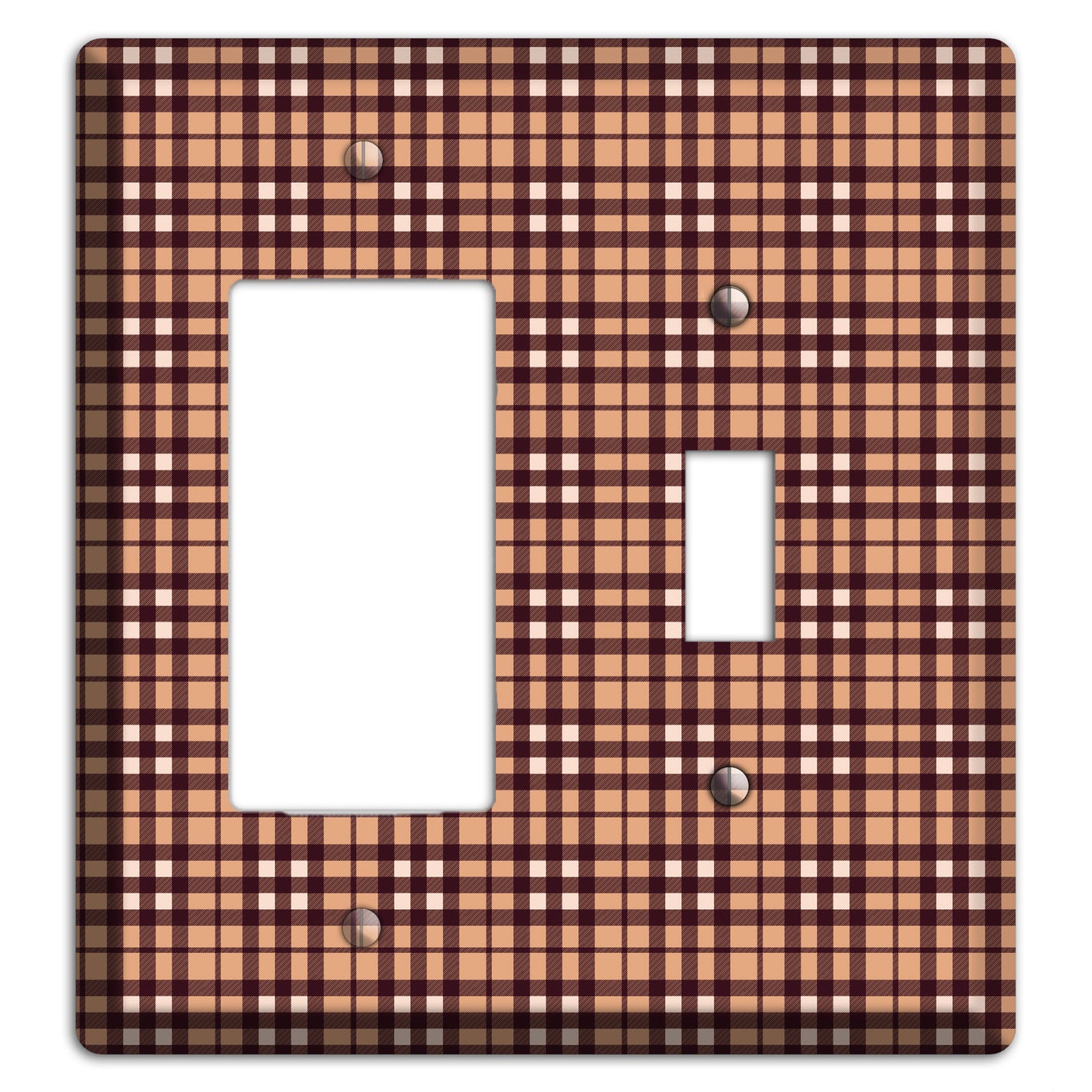 Multi Brown Plaid Rocker / Toggle Wallplate