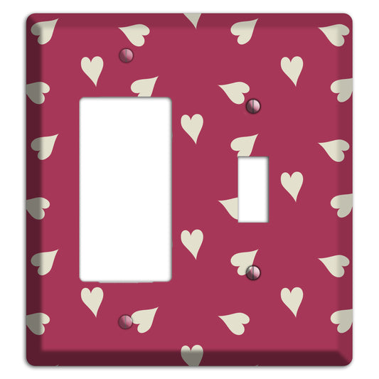 Fuschia with White Hearts Rocker / Toggle Wallplate