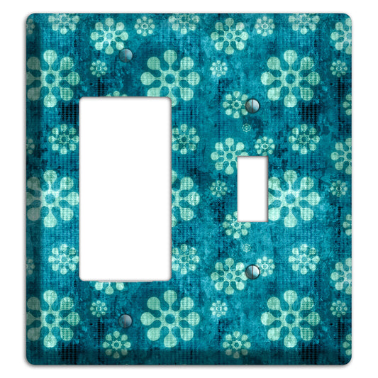 Turquoise Grunge Floral Rocker / Toggle Wallplate