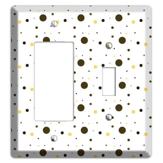 White with Black and Yellow Tiny Dots Rocker / Toggle Wallplate