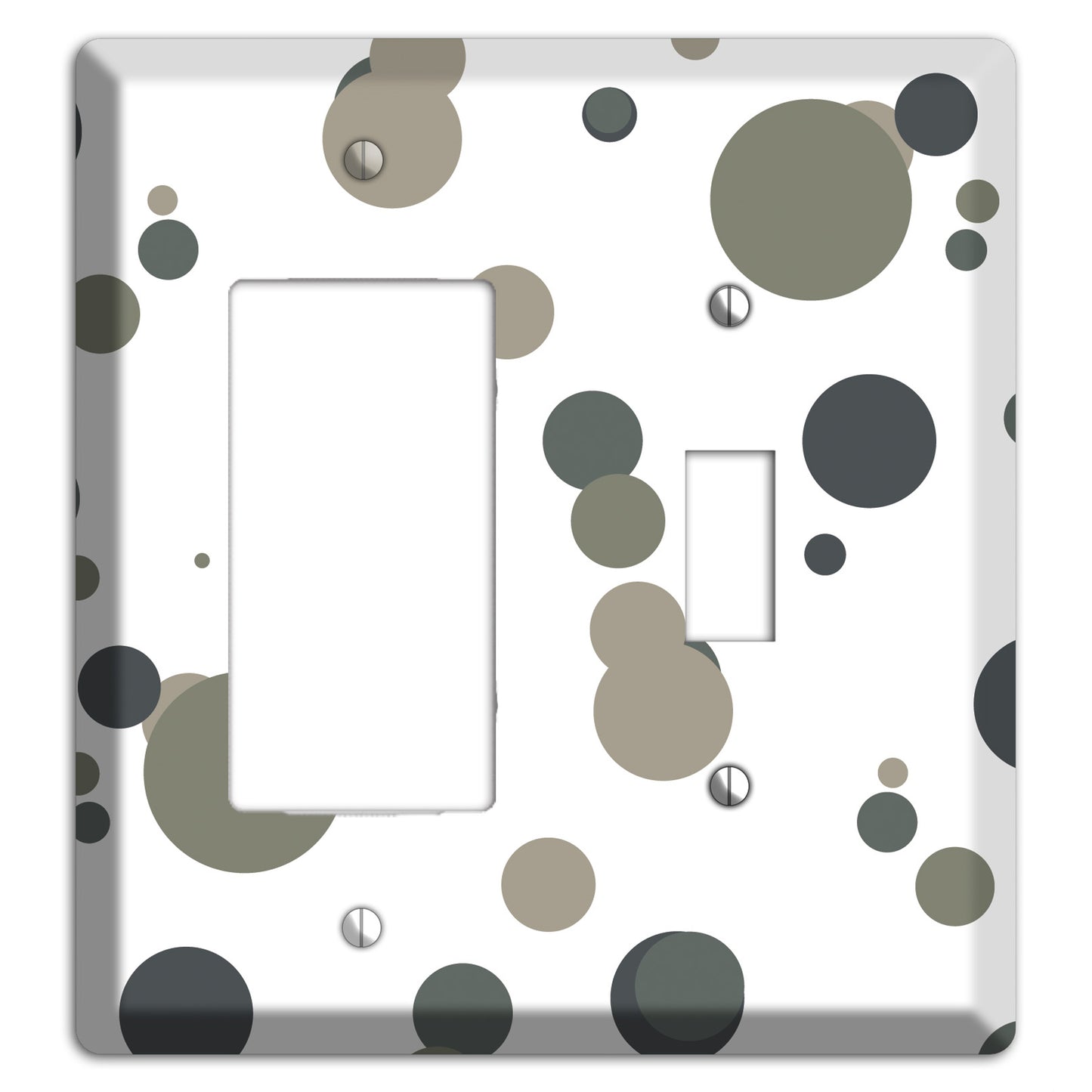 White with Multi Grey Medium Dots Rocker / Toggle Wallplate