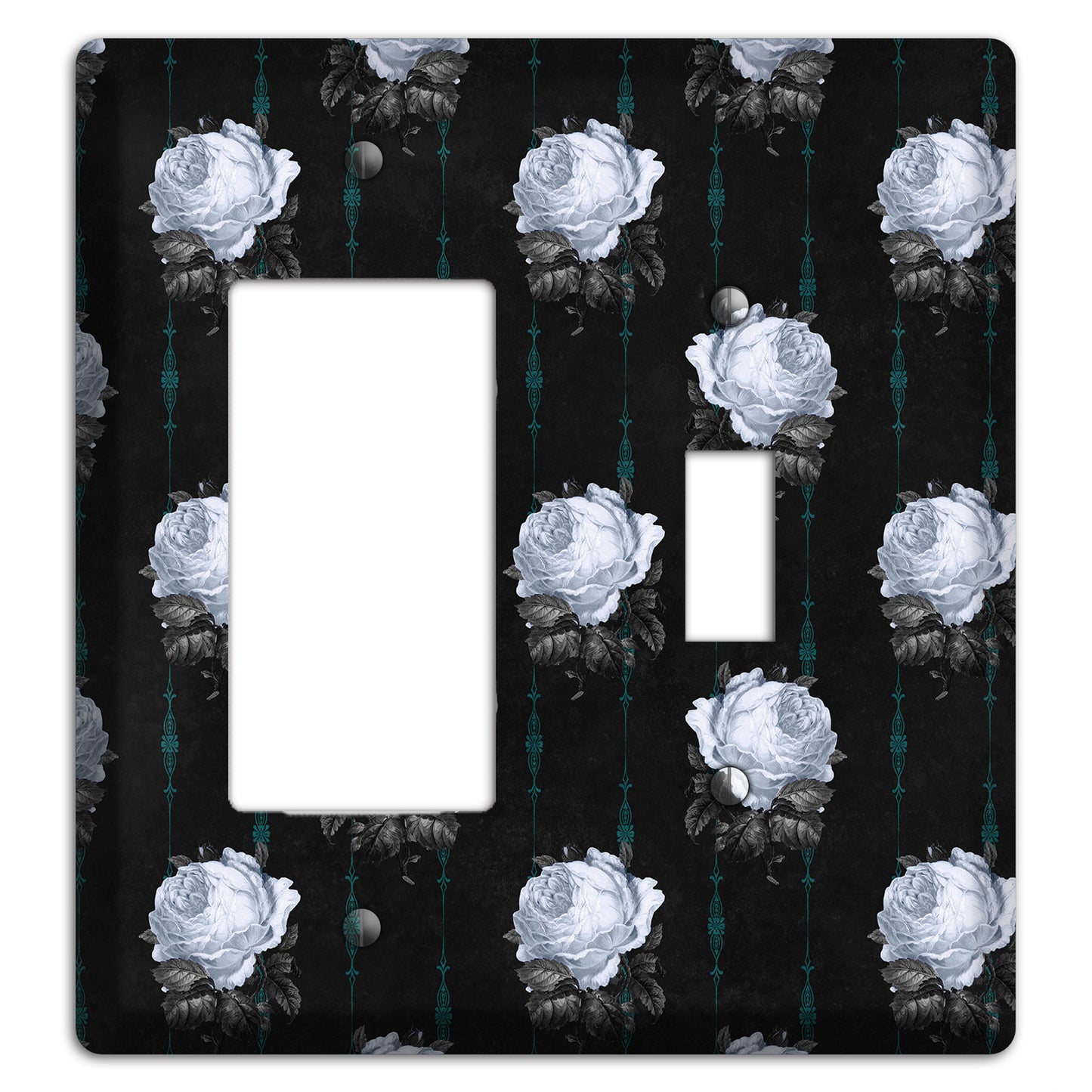 Dramatic Floral Black Rocker / Toggle Wallplate