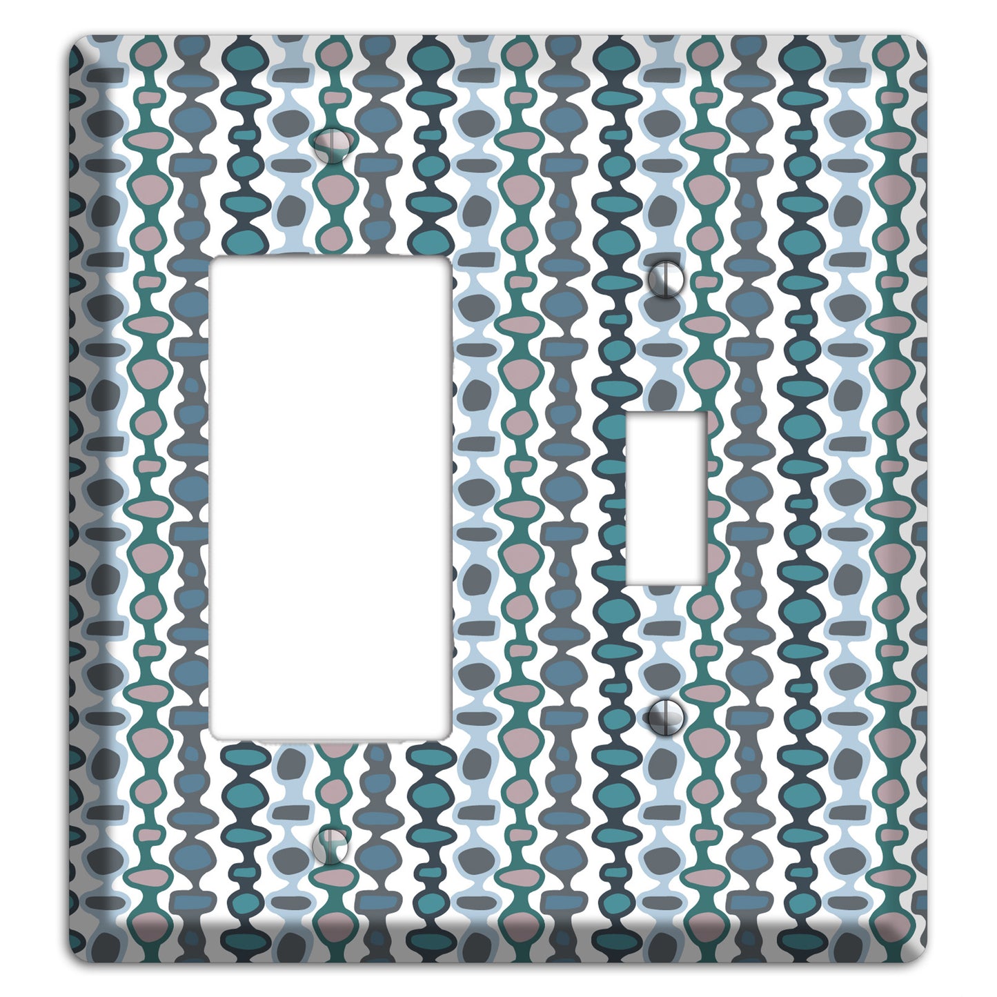 Grey and Multi Blue Bead and Reel Rocker / Toggle Wallplate