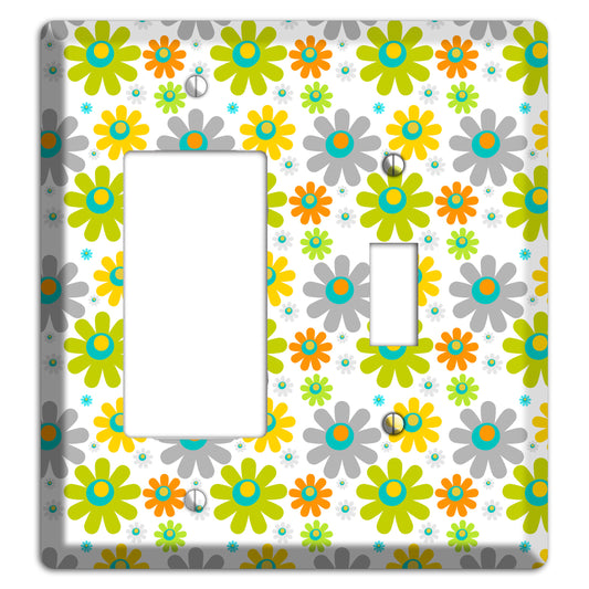 White and Yellow Flower Power Rocker / Toggle Wallplate